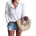 thumbnail image 1 of Sherrylily Women Henley Shirts V Neck Long Sleeve Button Down Waffle Knit Tops S-XL, 1 of 2