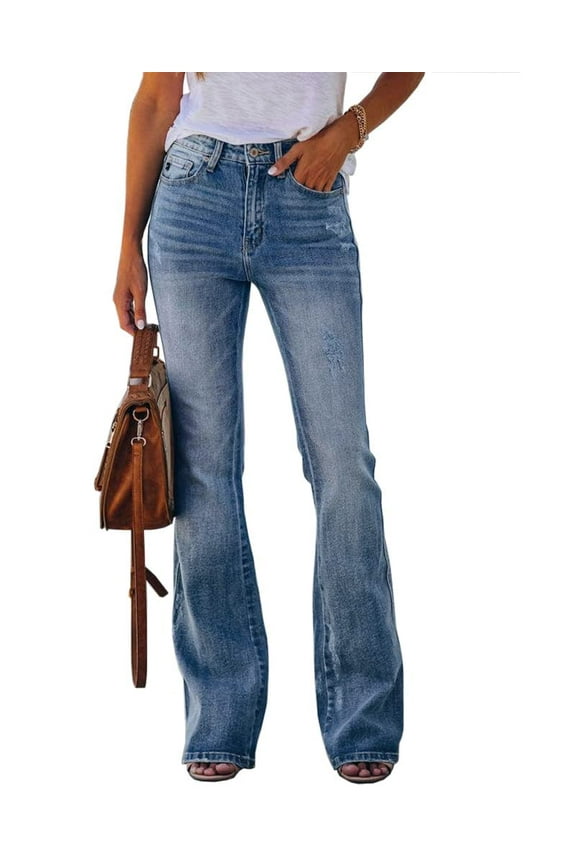 Women High Waisted Bootcut Flare Jeans with Wide Leg Stretch Denim Pants(Size 4-16)