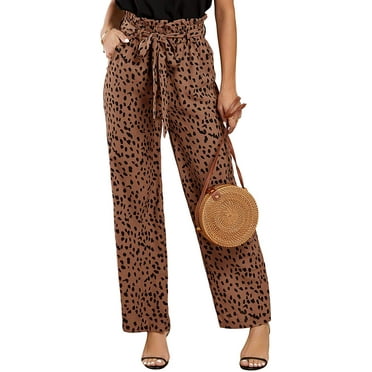 Sherrylily Women High Waisted Palazzo Pants Belted Wide Leg Long Trousers with Pockets