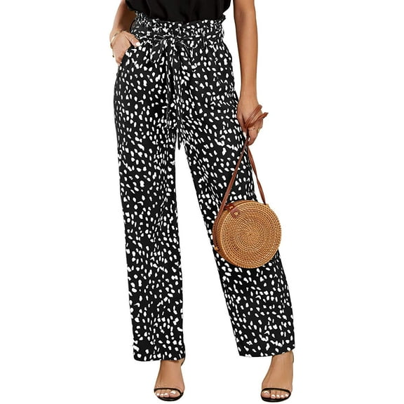 Sherrylily Women High Waisted Palazzo Pants Belted Wide Leg Long Trousers with Pockets