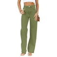 thumbnail image 1 of Sherrylily Women Jeans Mid Waisted Straight Loose Stretchy Tummy Control Pants, 1 of 5