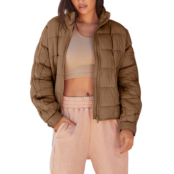 Sherrylily Women Lightweight Long Sleeve Zip Jacket Short Winter Coat