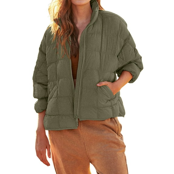 Sherrylily Women Lightweight Long Sleeve Zip Jacket Short Winter Coat