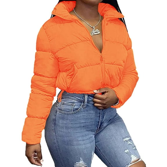 Sherrylily Women Long Sleeve High Neck Coat Jacket Full Zipper Cropped Jacket