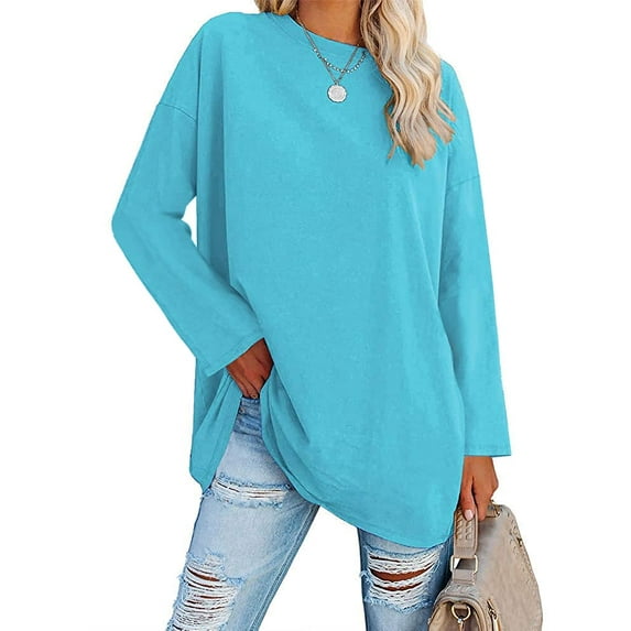 Sherrylily Women Long Sleeve Oversized T Shirts Loose Casual Tunic Tops S-2XL
