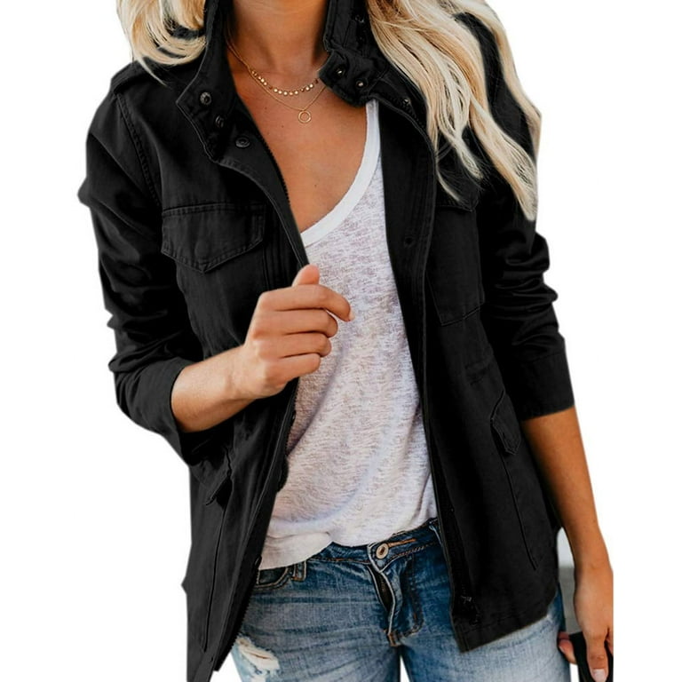 Womens black deals military style jacket
