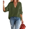 thumbnail image 1 of Sherrylily Women Oversized Deep V Neck Sweaters Sweater Pullover Long Sleeve Jumper, 1 of 6