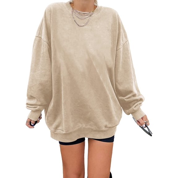 Sherrylily Women Oversized Long Sleeve Sweatshirts Round Neck Casual Pullover Top