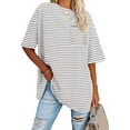 thumbnail image 1 of Sherrylily Women Oversized Striped Tees Loose T Shirts Half Sleeve Crew Neck Tops, 1 of 3