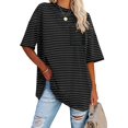 thumbnail image 1 of Sherrylily Women Oversized Striped Tees Loose T Shirts Half Sleeve Crew Neck Tops, 1 of 3