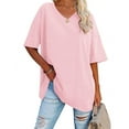 thumbnail image 1 of Sherrylily Women Oversized T Shirts Tees Half Sleeve V Neck Comfy Tunic Top, 1 of 3