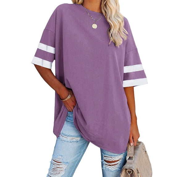 Sherrylily Women Oversized T Shirts Tees Half Sleeve V Neck Tops S-2XL