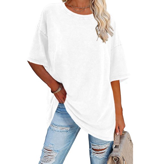 Sherrylily Women Oversized T Shirts Vintage Tees Crewneck Summer Short Sleeve Tunic Fashion Tops