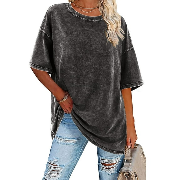 Sherrylily Women Oversized T Shirts Vintage Tees Crewneck Summer Short Sleeve Tunic Fashion Tops