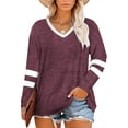 thumbnail image 1 of Sherrylily Women Plus Size Tops Striped Long Sleeve V Neck T Shirts Color Block Casual Tunics Tee XL-7XL, 1 of 3