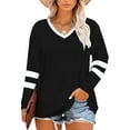 thumbnail image 1 of Sherrylily Women Plus Size Tops Striped Long Sleeve V Neck T Shirts Color Block Casual Tunics Tee XL-7XL, 1 of 3