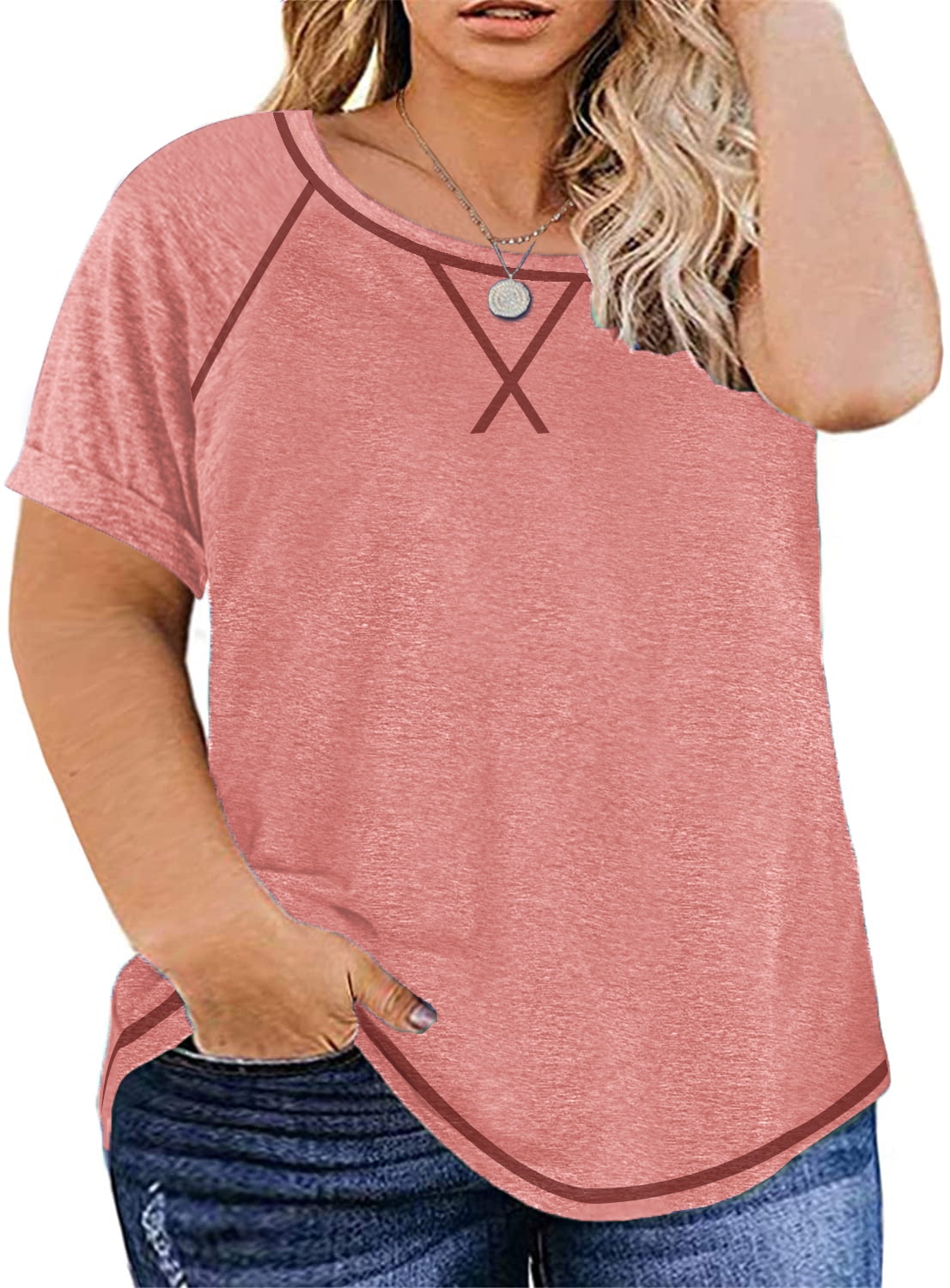 PEVRL Women's Plus Size Summer Tops – Short Sleeve Crew Neck Tunic Blouse, Loose Fit (1X-5X) - View #9