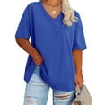 thumbnail image 1 of Sherrylily Women Plus Size V Neck T Shirts Half Sleeve Tees Loose Fit Tunic Casual Tops XL-5XL, 1 of 4