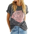 thumbnail image 1 of Sherrylily Women Rose Graphic Tee T Shirt Loose Fit Short Sleeve Casual Tops, 1 of 5