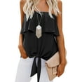 thumbnail image 1 of Sherrylily Women Ruffle Tie Front Chiffon Shirts Strapless Tiered Tube Tops, 1 of 4