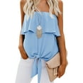 thumbnail image 1 of Sherrylily Women Ruffle Tie Front Chiffon Shirts Strapless Tiered Tube Tops, 1 of 4
