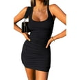thumbnail image 1 of Sherrylily Women Scoop Neck Tank Dress Summer Ruched Ribbed Club Mini Bodycon Dresses, 1 of 1