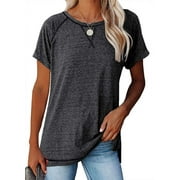 Sherrylily Women Short Sleeve Crewneck T Shirts Side Split Tees Casual Loose Fit Tops S-2XL