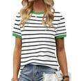 thumbnail image 1 of Sherrylily Women Summer Casual Short Sleeve T Shirts Crew Neck Tee Striped Tops, 1 of 6