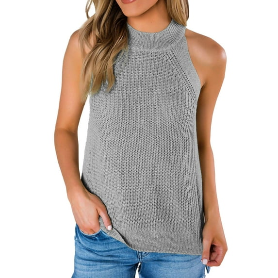 Sherrylily Women Summer Halter Tank Tops Sleeveless Casual Racerback Loose Knit Cami Sweater Vest