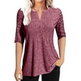 thumbnail image 1 of Sherrylily Women Summer Pleated Button Hollow Sleeve T-Shirt V-Neck Casual Short Sleeve Tops, 1 of 4