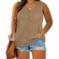 thumbnail image 1 of Sherrylily Women Summer Sleeveless Henley Tank Tops Casual Button Down Plus Size Tunics, 1 of 3