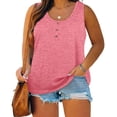 thumbnail image 1 of Sherrylily Women Summer Sleeveless Henley Tank Tops Casual Button Down Plus Size Tunics, 1 of 3
