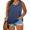 thumbnail image 1 of Sherrylily Women Summer Sleeveless Henley Tank Tops Casual Button Down Plus Size Tunics, 1 of 3