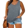 thumbnail image 1 of Sherrylily Women Summer Sleeveless Henley Tank Tops Casual Button Down Plus Size Tunics, 1 of 3
