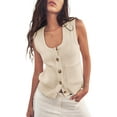 thumbnail image 1 of Sherrylily Women Sweater Vest Tank Tops Button Down Shirts Scoop Neck Fashion Sleeveless Ribbed Top S-2XL, 1 of 6