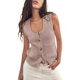 thumbnail image 1 of Sherrylily Women Sweater Vest Tank Tops Button Down Shirts Scoop Neck Fashion Sleeveless Ribbed Top S-2XL, 1 of 6