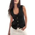 thumbnail image 1 of Sherrylily Women Sweater Vest Tank Tops Button Down Shirts Scoop Neck Fashion Sleeveless Ribbed Top S-2XL, 1 of 6