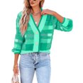 thumbnail image 1 of Sherrylily Women Sweaters Plaid Fuzzy Knit Button Down Long Sleeve Cardigans Pullover, 1 of 2