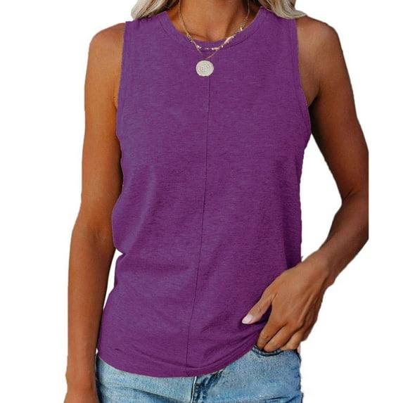 Sherrylily Women Tank Tops Crew Neck Sleeveless Casual Loose Fit Tee Shirts S-2XL