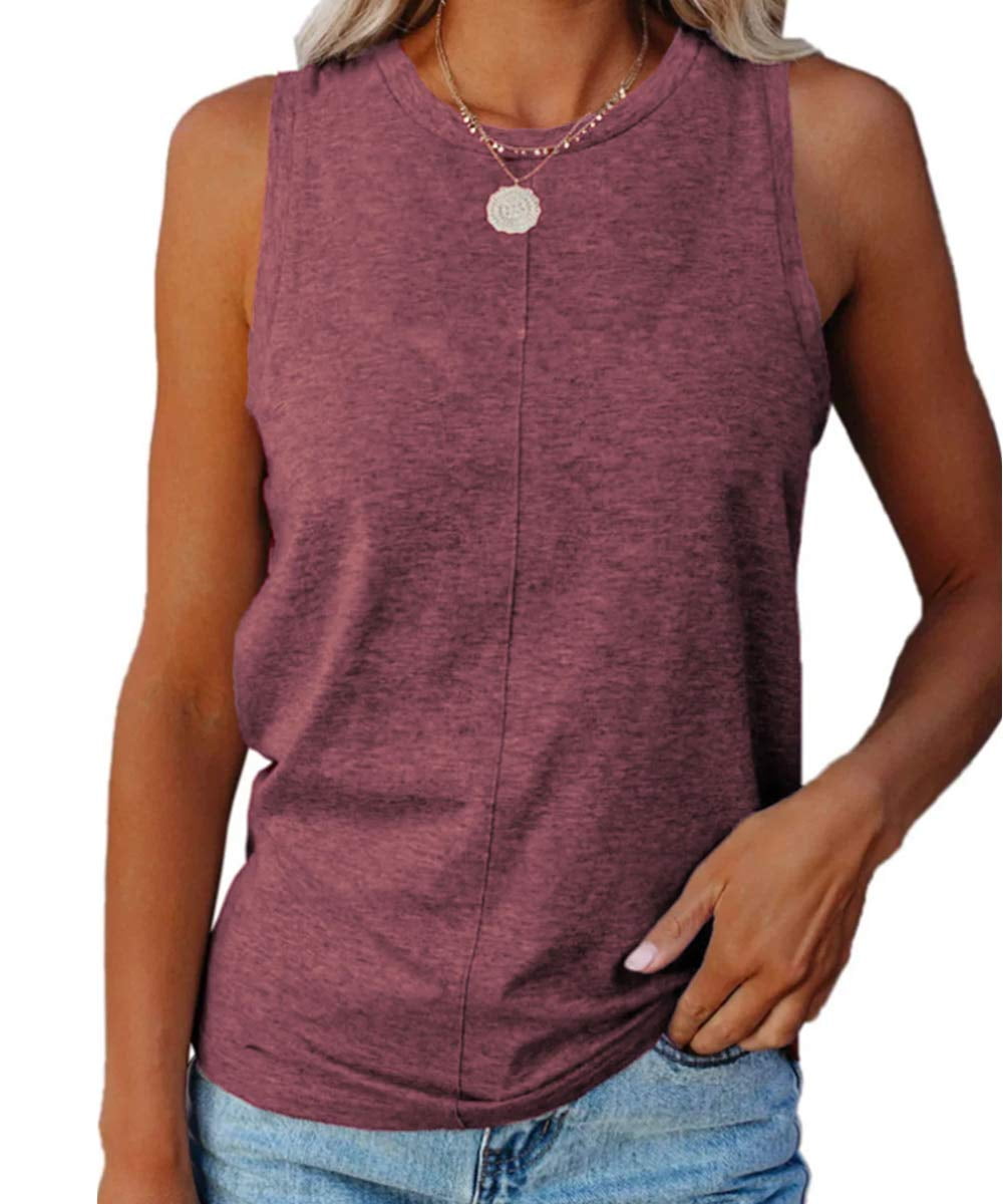 Sherrylily Womens Crew Neck Tank Tops Casual Loose Fit Sleeveless Shirt  S-2XL 