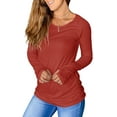 thumbnail image 1 of Sherrylily Women Thumb Hole Long Sleeve T-Shirt Crew Neck Shirts Casual Ruched Tee Tops S-XL, 1 of 2