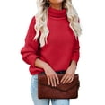 thumbnail image 1 of Sherrylily Women Turtleneck Sweaters Batwing Sleeve Casual Pullover Loose Sweater, 1 of 2