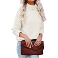 thumbnail image 1 of Sherrylily Women Turtleneck Sweaters Batwing Sleeve Casual Pullover Loose Sweater, 1 of 7