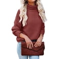 thumbnail image 1 of Sherrylily Women Turtleneck Sweaters Batwing Sleeve Casual Pullover Loose Sweater, 1 of 7