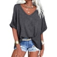 thumbnail image 1 of Sherrylily Women V Neck Oversized T Shirts Summer Short Sleeve Plus Size Casual Tops Tee, 1 of 6