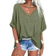 thumbnail image 1 of Sherrylily Women V Neck Oversized T Shirts Summer Short Sleeve Plus Size Casual Tops Tee, 1 of 6