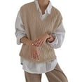 thumbnail image 1 of Sherrylily Women V Neck Sweater Vest Oversized Loose Knit Cable Sleeveless Sweater, 1 of 5