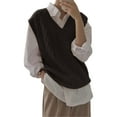 thumbnail image 1 of Sherrylily Women V Neck Sweater Vest Oversized Loose Knit Cable Sleeveless Sweater, 1 of 6
