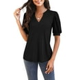 thumbnail image 1 of Sherrylily Women V Neck T Shirts Casual Puff Sleeve Loose Summer Tops, 1 of 4