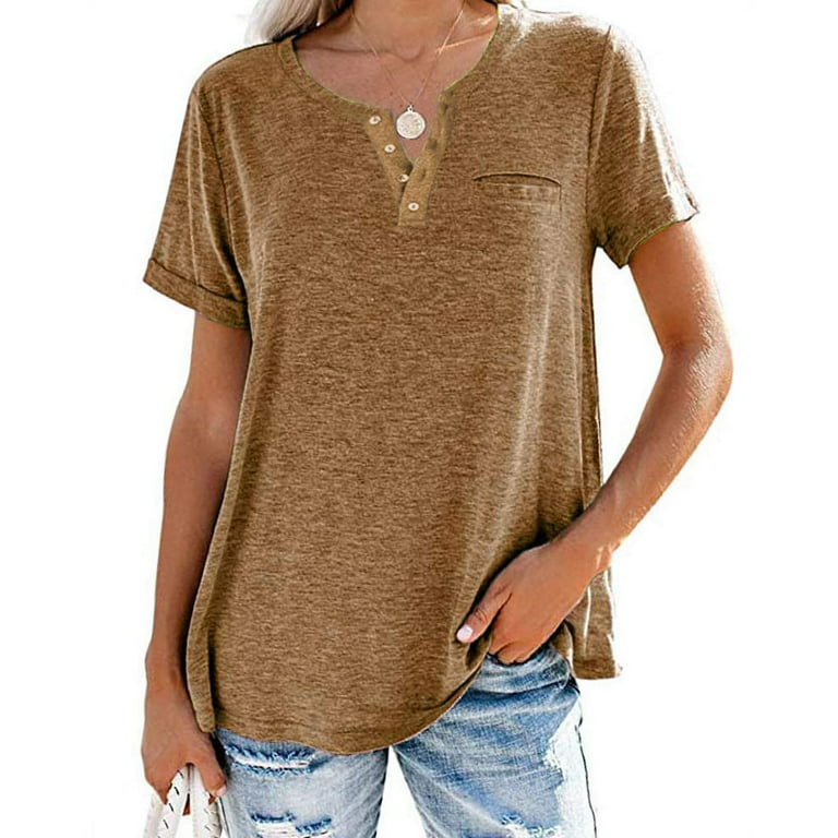 Sherrylily Women V Neck T Shirts Casual Summer Tops Tees Loose Fit Tunics 